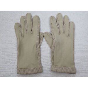 VINTAGE WOMEN'S BEIGE CREAM SHORT DRESS GLOVES - MAX MAYER - SIZE S